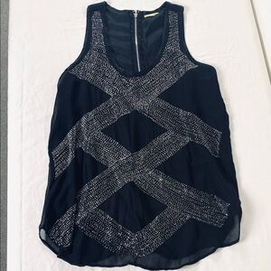 Gianni Bini M blouse Julianna black/silver beaded sleeveless